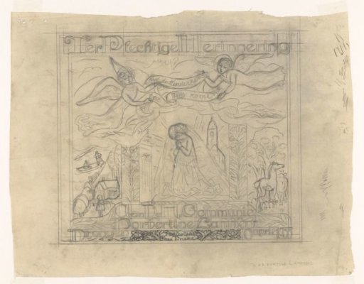 Design drawing for a communion diploma for Norbertine Lammers