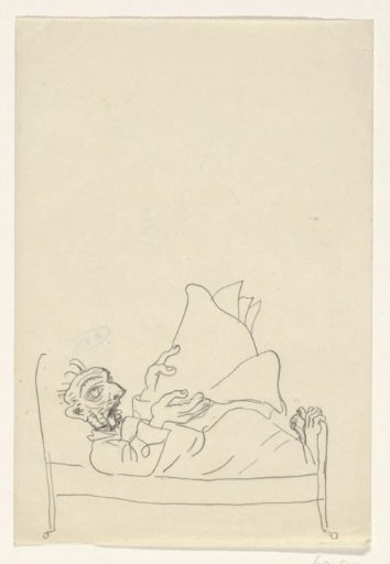 Caricature of Leo Gestel on his deathbed