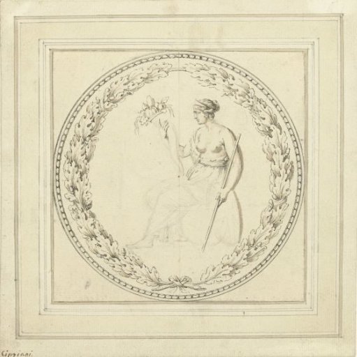 Seated woman with a cornucopia