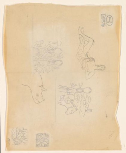 Study sheet with a reclining man and a rhinoceros