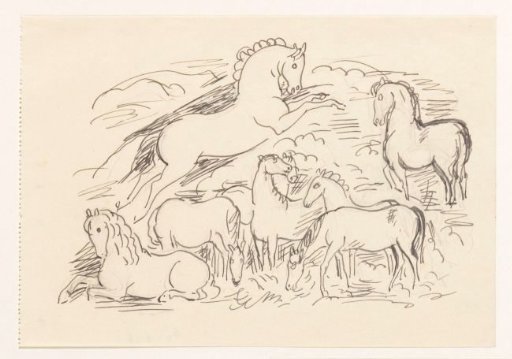 Study Sheet with Eight Horses