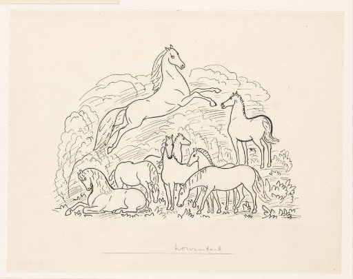 Study Sheet with Eight Horses