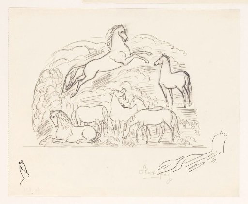 Study Sheet with Eight Horses