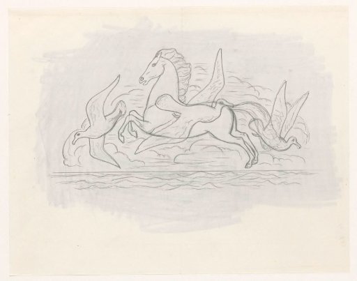 Study Sheet with a Horse and Three Seagulls