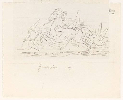 Study Sheet with a Horse and Three Seagulls