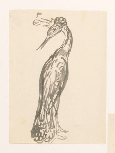 Heron with its head turned backward
