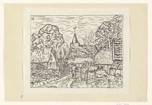 A peasant walking into a village