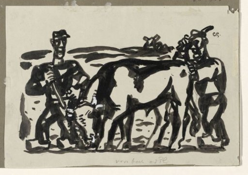 Two Peasants with a Cow