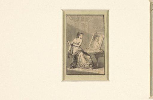 Allegory: young woman with bare breast before a mirror