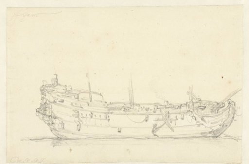 Hull of a French ship, seen from the side