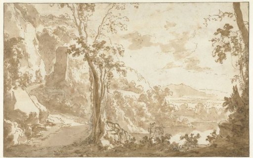 Mountain landscape with a road along a lake