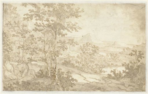 Mountain landscape with a road along a lake