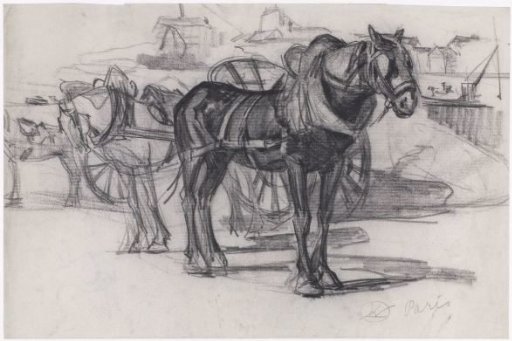 Study of horses for a sand cart in Paris