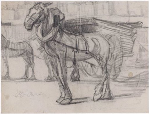 Study of two horses for a cart in Paris