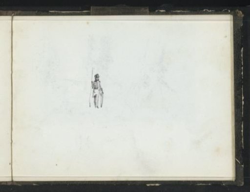 Standing man with a tall hat and umbrella