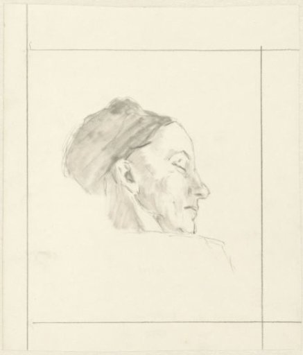 Head study, in profile to the right with closed eyes
