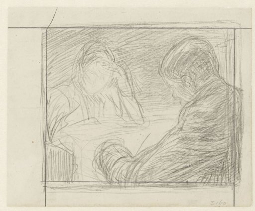 Frederik van Eeden smoking with Mrs. Veth-Duits