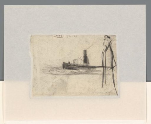 Standing figure and a tugboat