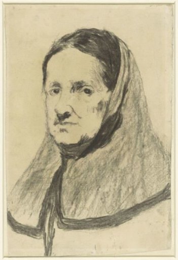 Study of an old woman, seen to the shoulders, slightly to the left