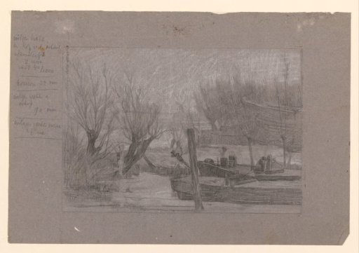 Ships in a canal with pollarded willows