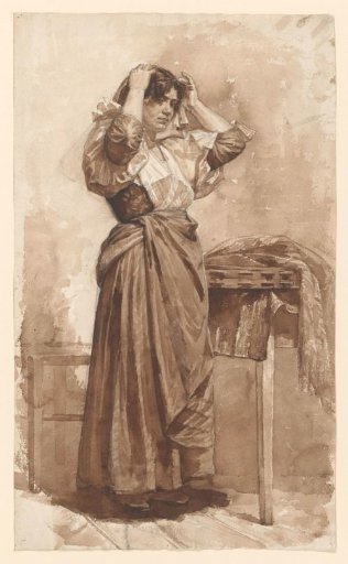 Young woman at her toilet