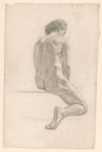 Seated female nude, seen from behind