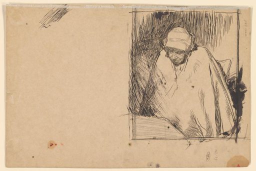 Old woman at a table (Malle Teun)