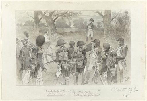 Design for an illustration for De Kolossus der Negentiende Eeuw by P.J. Andriessen (Large Plate, p. 104); scene from the life of Napoleon
