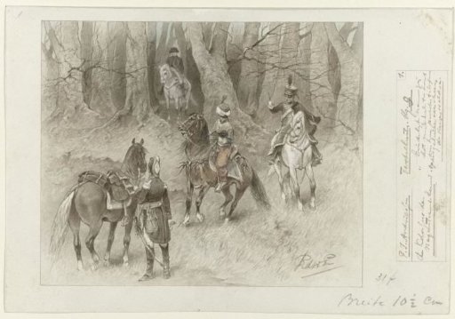 Design for an illustration for The Colossus of the Nineteenth Century by P.J. Andriessen (Textill., p. 9); scene from the life of Napoleon