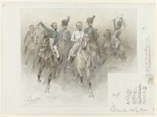 Design for an illustration for The Colossus of the Nineteenth Century by P.J. Andriessen (Textill., p. 44); scene from the life of Napoleon
