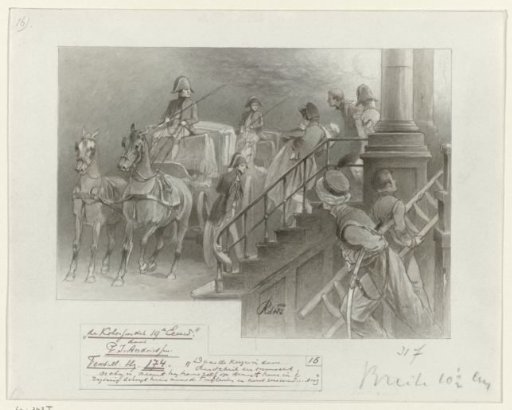 Design for an illustration for The Colossus of the Nineteenth Century by P.J. Andriessen (Textill., p. 174); scene from the life of Napoleon