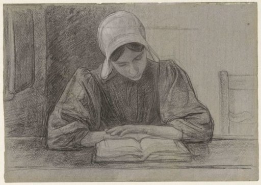 Girl reading with a cap