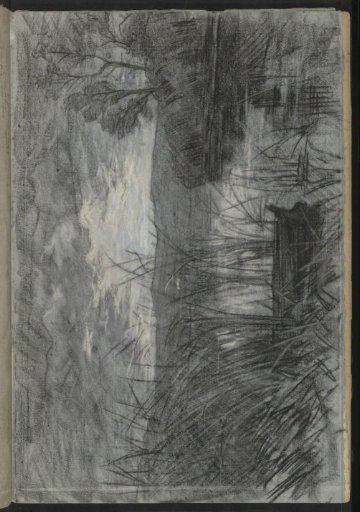 Landscape with a rowing boat among the reeds of a river