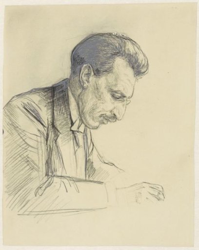 Portrait of P. Visser, profile to the right