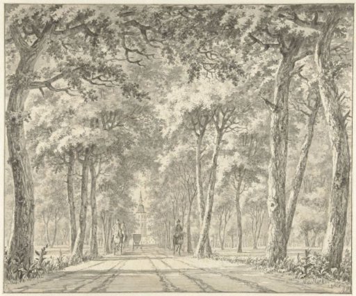 View of an avenue with Schloss Karlsruhe