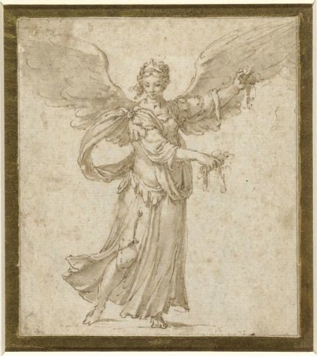 Standing angel, with outstretched wings