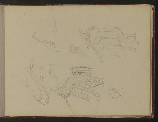 Trombone player, portraits, and a lute