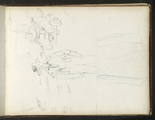 Boy with a tall hat and a machine