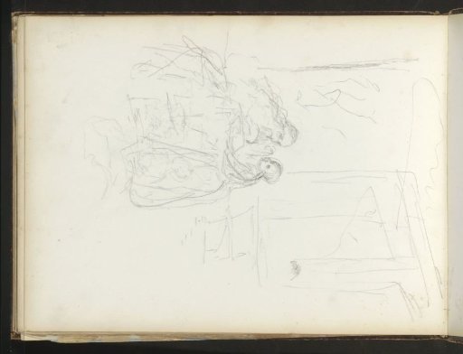 Interior with two children and a seated man