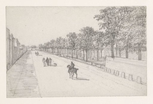 Road with Riders on the Road and Trees to the Right