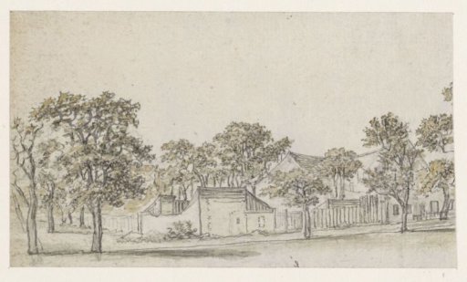 Group of houses among trees