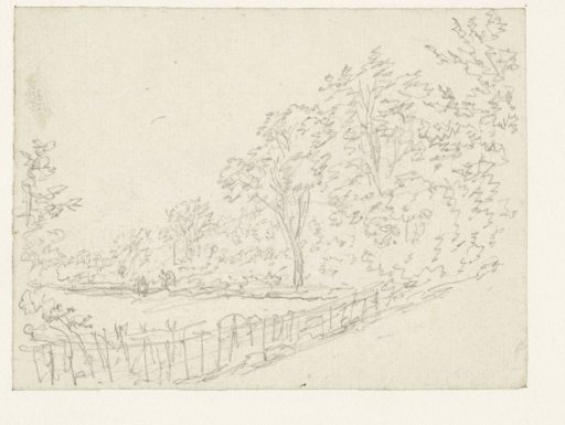 Landscape with hedge and trees