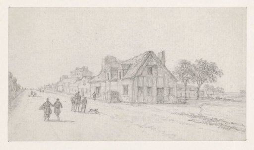 Country Road with Pedestrians and a Rider, to the Right a Farm