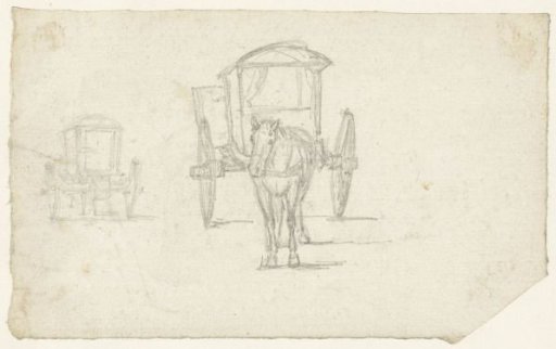 Carriage with one horse seen from the front