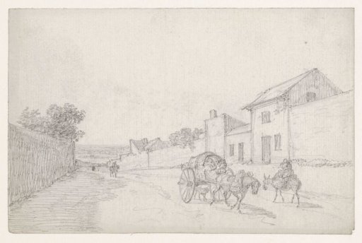 Ascending street with covered wagon