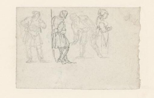 Four studies of standing figures