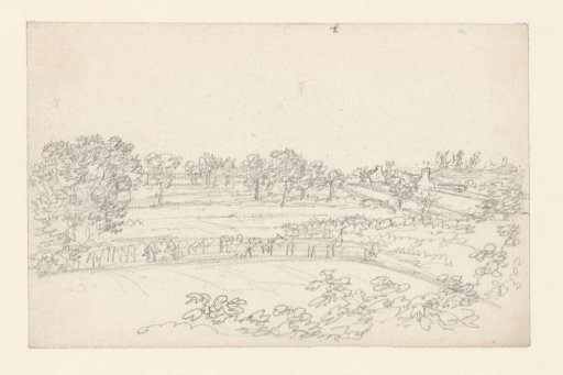 Fields enclosed by hedges and trees