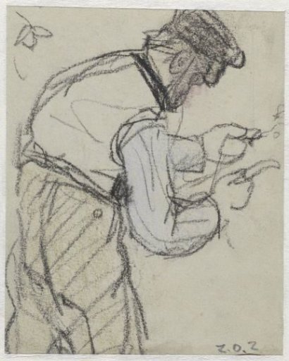 Bent standing man at work