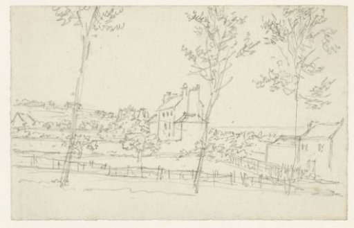 View of a road with trees and scattered houses