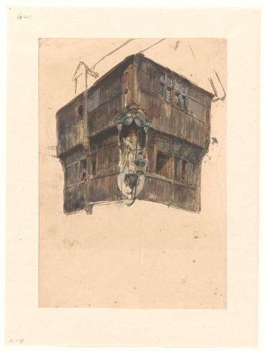 Study of the upper floor of a corner house